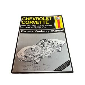 Vtg Haynes 1968-1982 Corvette‎ Repair Manual 327, 350, 427, 454 Shop Service DIY